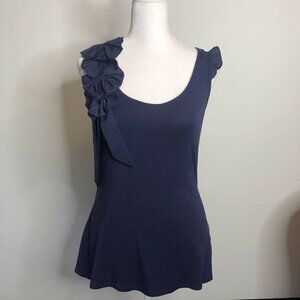 Cremieux S Navy Blue Top Sleeveless Flutter Sleeve